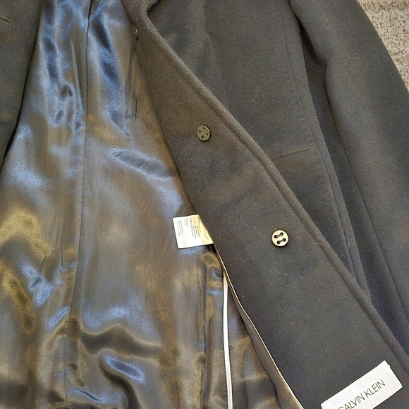 Black Single Breasted Wool & Cashmere Blend Coat Calvin Klein Size 4 NWOT - Picture 7 of 7